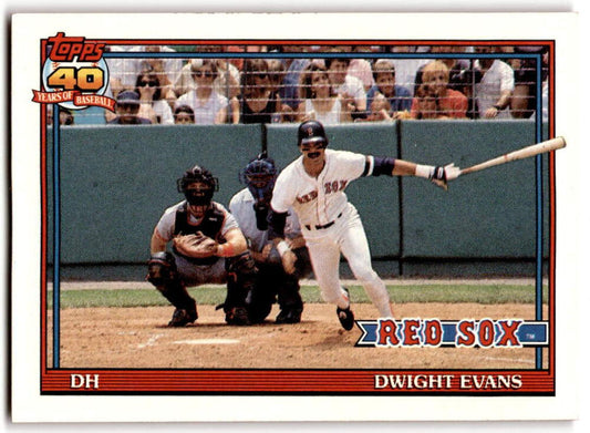 1991 Topps #155 Dwight Evans ERR Baseball Boston Red Sox  Image 1