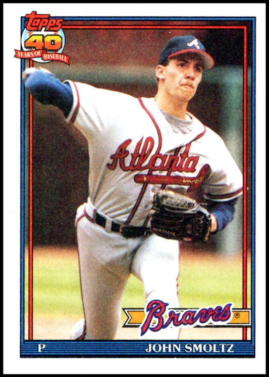 1991 Topps #157 John Smoltz Baseball Atlanta Braves  Image 1