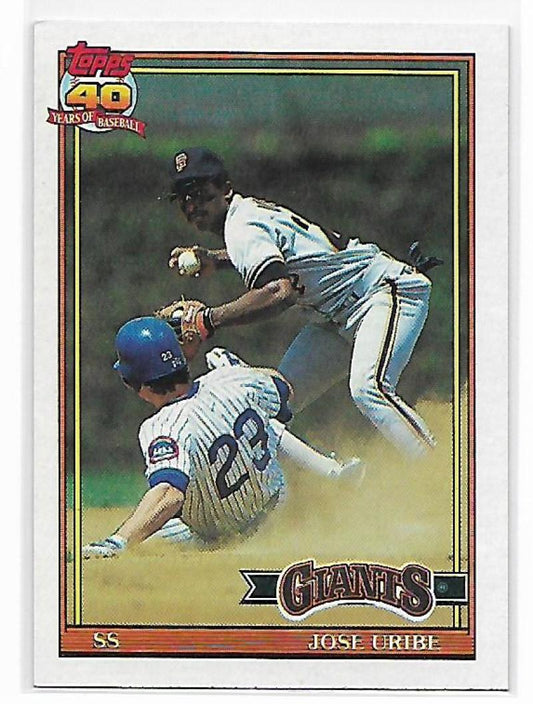 1991 Topps #158 Jose Uribe Baseball San Francisco Giants  Image 1