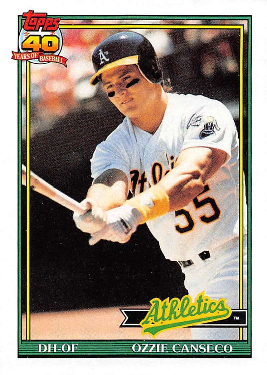 1991 Topps #162 Ozzie Canseco Baseball Oakland Athletics  Image 1