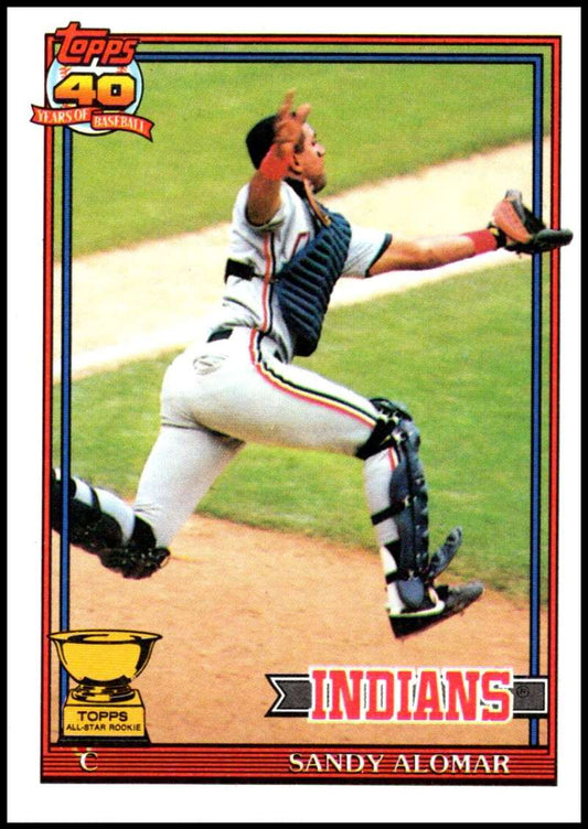 1991 Topps #165 Sandy Alomar Jr. Baseball Cleveland Indians  Image 1