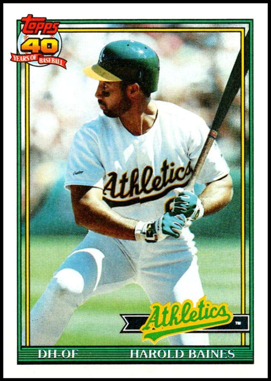 1991 Topps #166 Harold Baines Baseball Oakland Athletics  Image 1