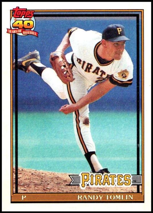 1991 Topps #167 Randy Tomlin ERR Baseball Pittsburgh Pirates  Image 1