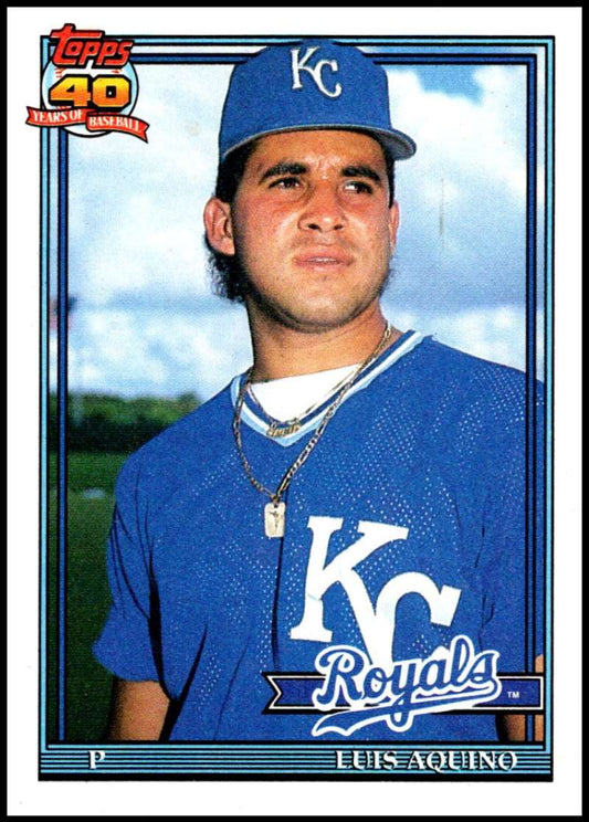 1991 Topps #169 Luis Aquino Baseball Kansas City Royals  Image 1