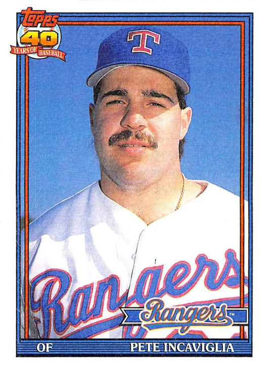 1991 Topps #172 Pete Incaviglia Baseball Texas Rangers  Image 1