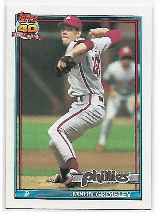 1991 Topps #173 Jason Grimsley Baseball Philadelphia Phillies  Image 1