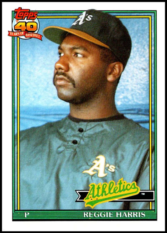 1991 Topps #177 Reggie Harris Baseball Oakland Athletics  Image 1