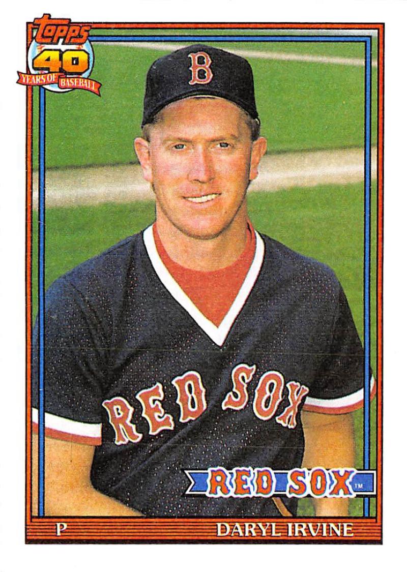 1991 Topps #189 Daryl Irvine Baseball RC Rookie Boston Red Sox  Image 1