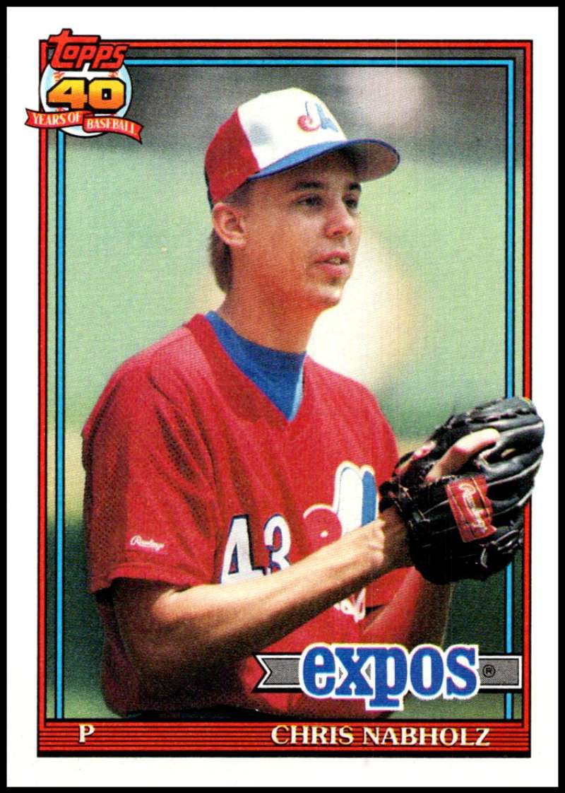 1991 Topps #197 Chris Nabholz Baseball Montreal Expos  Image 1