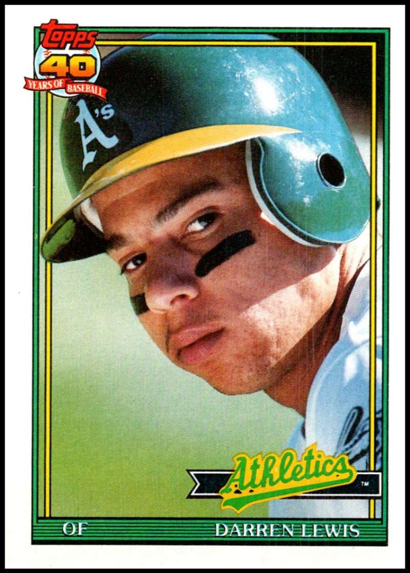 1991 Topps #239 Darren Lewis TC Baseball Oakland Athletics  Image 1