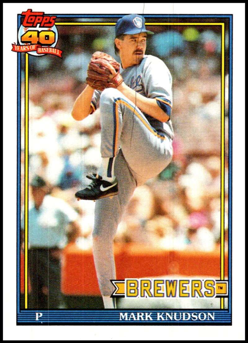 1991 Topps #267 Mark Knudson Baseball Milwaukee Brewers  Image 1