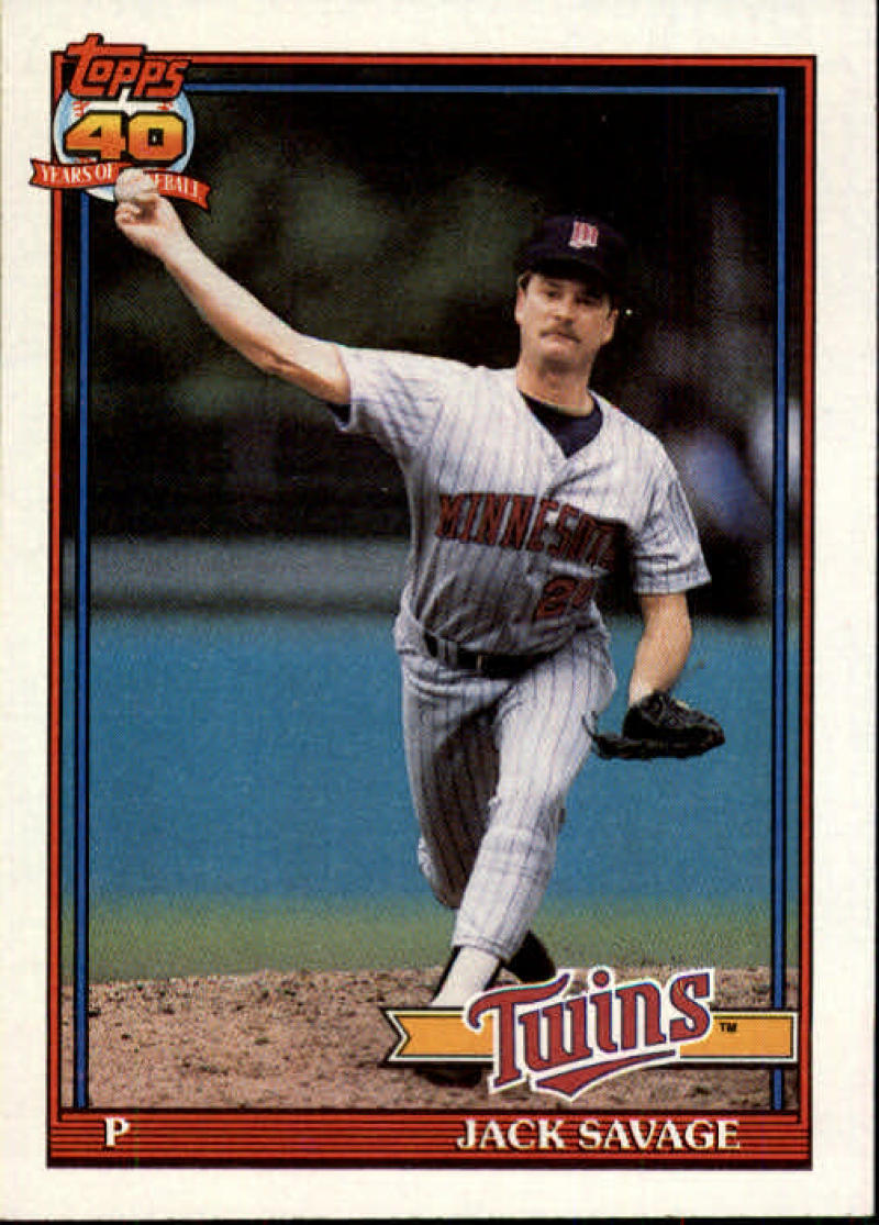 1991 Topps #357 Jack Savage Baseball Minnesota Twins  Image 1