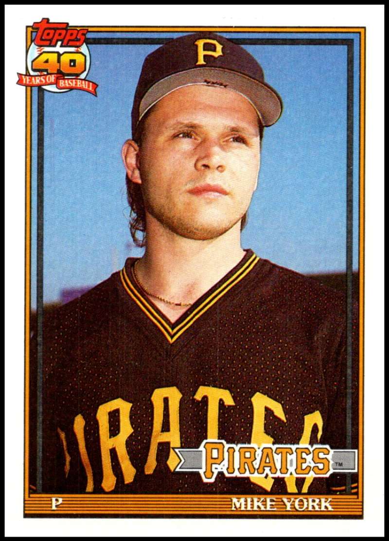 1991 Topps #508 Mike York Baseball RC Rookie Pittsburgh Pirates  Image 1