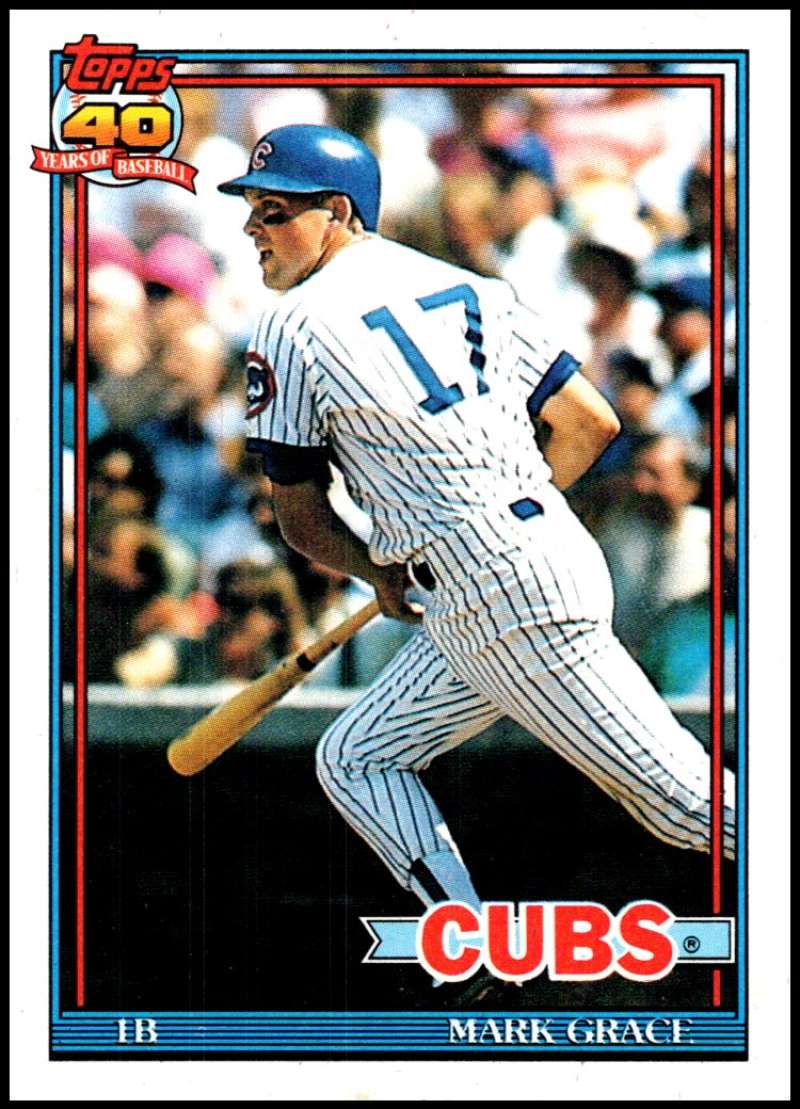 1991 Topps #520 Mark Grace Baseball Chicago Cubs  Image 1