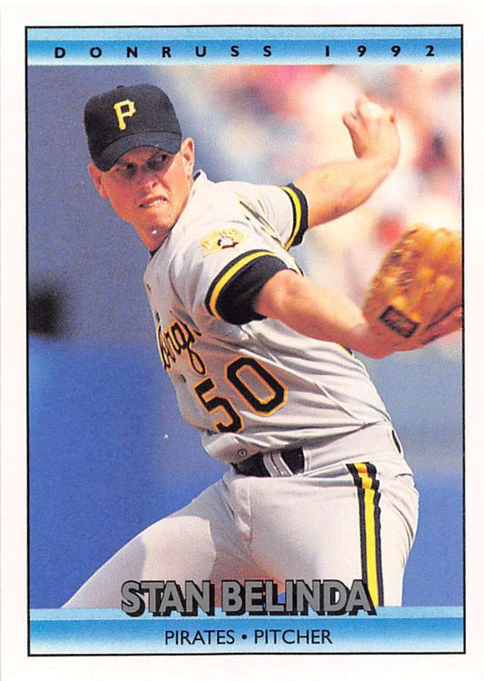 1992 Donruss Baseball #501 Stan Belinda  Pittsburgh Pirates  Image 1