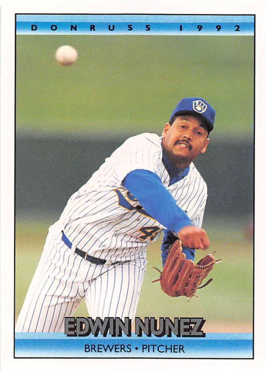 1992 Donruss Baseball #541 Edwin Nunez  Milwaukee Brewers  Image 1