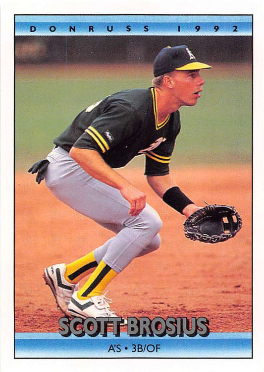1992 Donruss Baseball #591 Scott Brosius  RC Rookie Oakland Athletics  Image 1