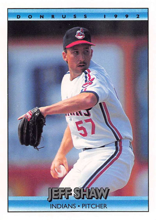 1992 Donruss Baseball #595 Jeff Shaw  Cleveland Indians  Image 1