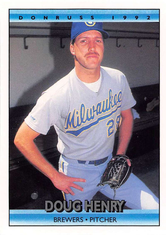 1992 Donruss Baseball #663 Doug Henry  RC Rookie Milwaukee Brewers  Image 1