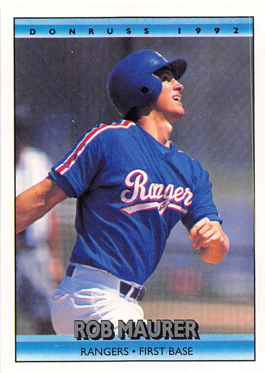 1992 Donruss Baseball #703 Rob Maurer  RC Rookie Texas Rangers  Image 1