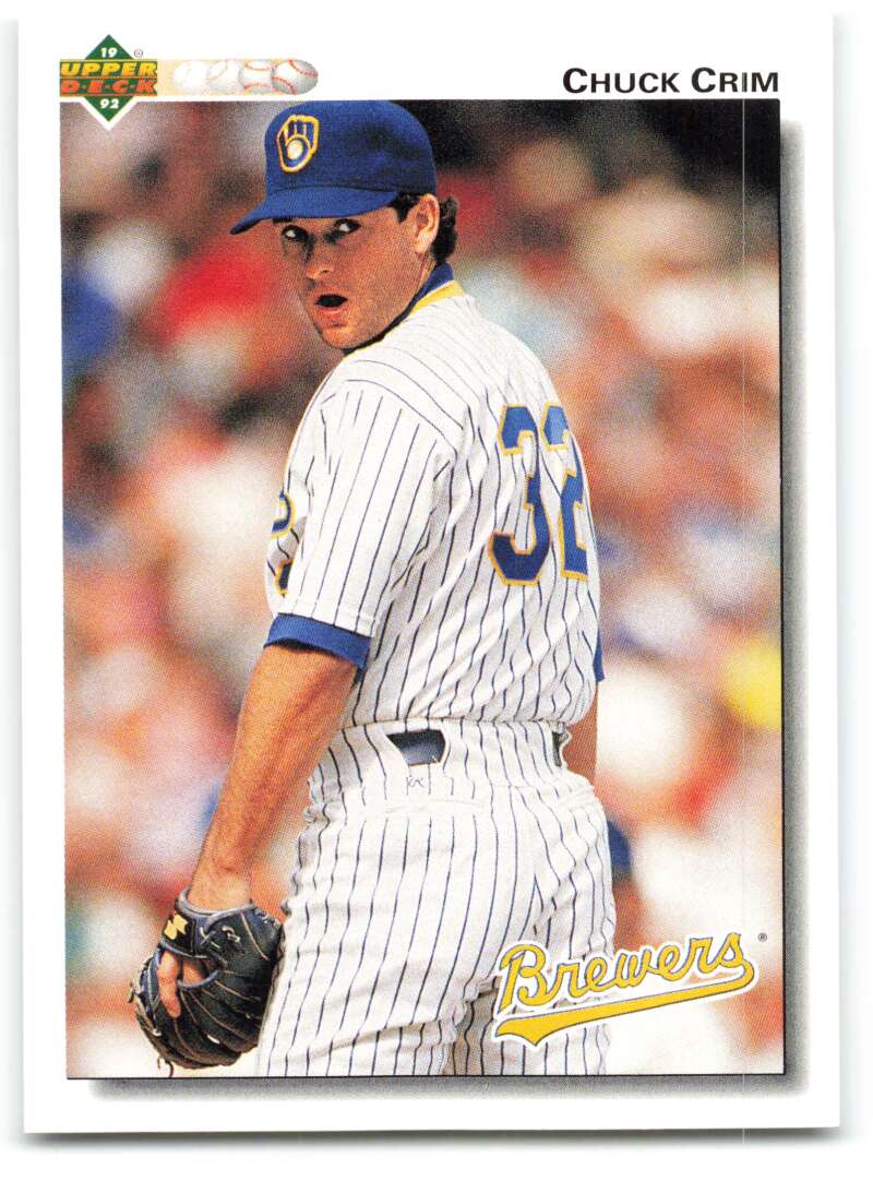 1992 Upper Deck #496 Chuck Crim  Milwaukee Brewers  Image 1