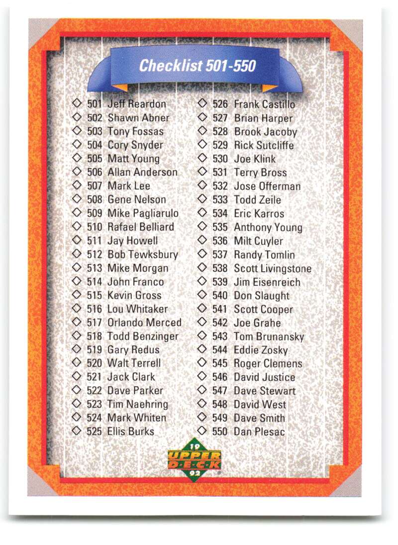 1992 Upper Deck #600 Checklist 501-600  Checklist  Image 1