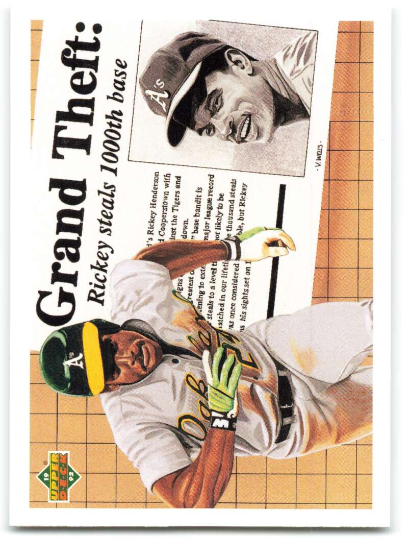 1992 Upper Deck #782 Rickey Henderson 1000  Oakland Athletics  Image 1