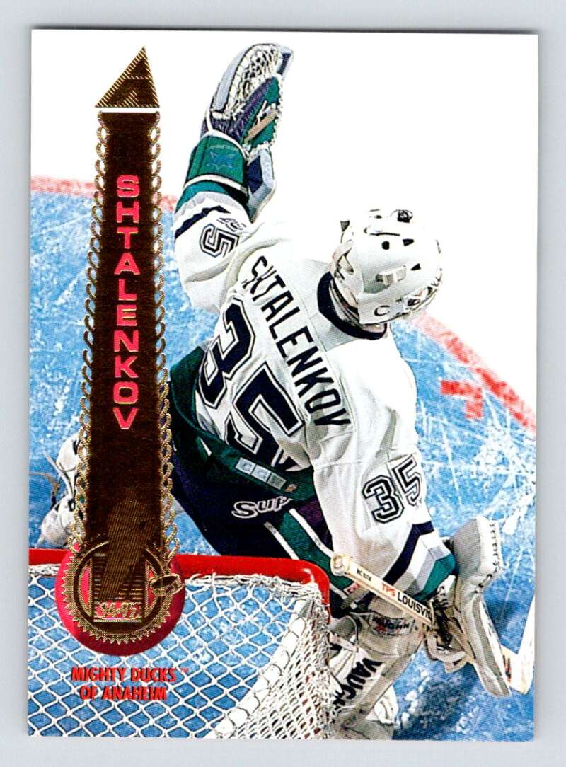 1994-95 Pinnacle #331 Mikhail Shtalenkov  RC Rookie Anaheim Ducks  Image 1