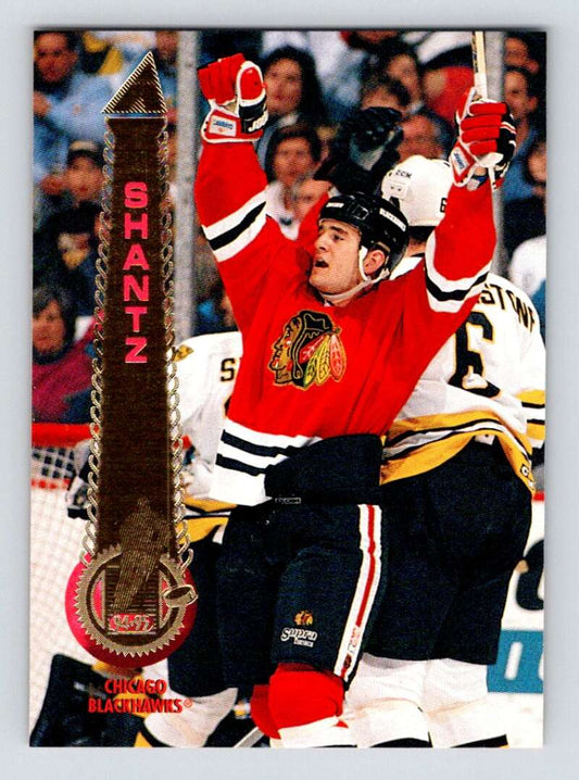 1994-95 Pinnacle #458 Jeff Shantz  Chicago Blackhawks  Image 1