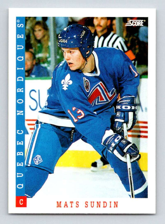 1993-94 Score Canadian #9 Mats Sundin Hockey Quebec Nordiques  Image 1