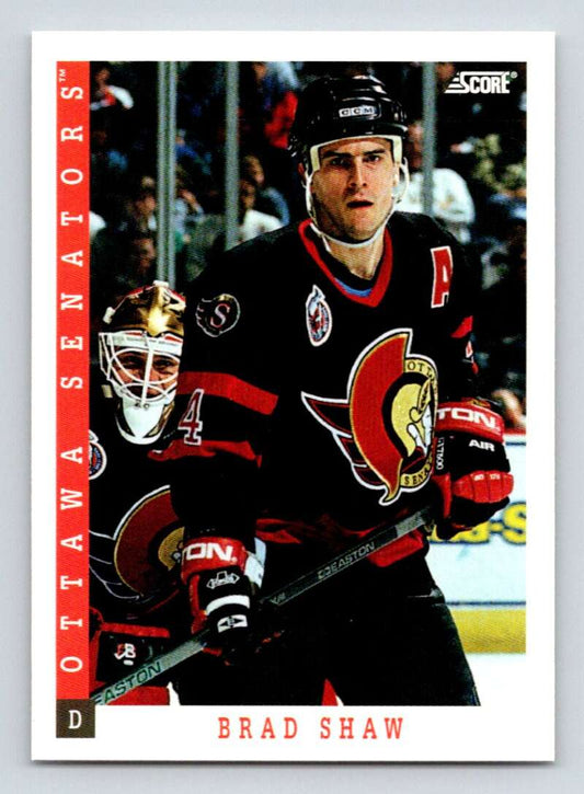 1993-94 Score Canadian #15 Brad Shaw Hockey Ottawa Senators  Image 1