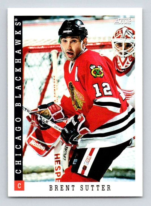 1993-94 Score Canadian #44 Brent Sutter Hockey Chicago Blackhawks  Image 1