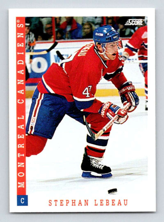 1993-94 Score Canadian #72 Stephan Lebeau Hockey Montreal Canadiens  Image 1