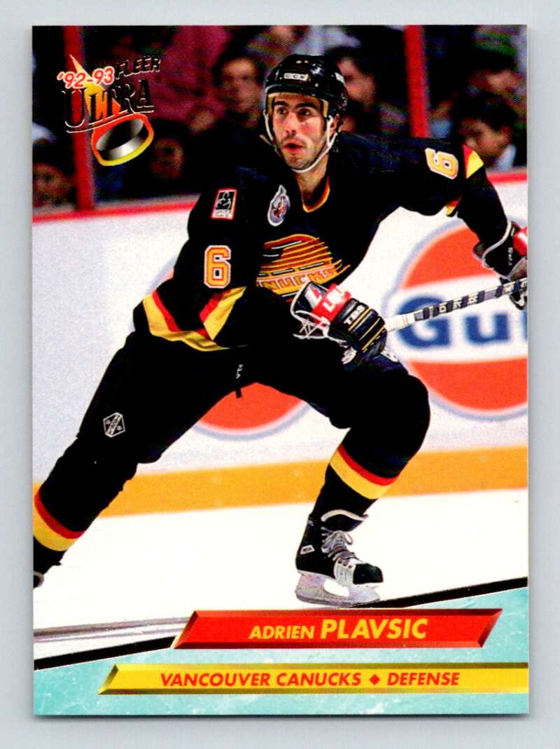 1992-93 Fleer Ultra #428 Adrien Plavsic  Vancouver Canucks  Image 1