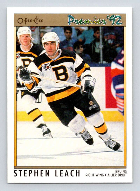 1991-92 OPC Premier #12 Stephen Leach  Boston Bruins  Image 1