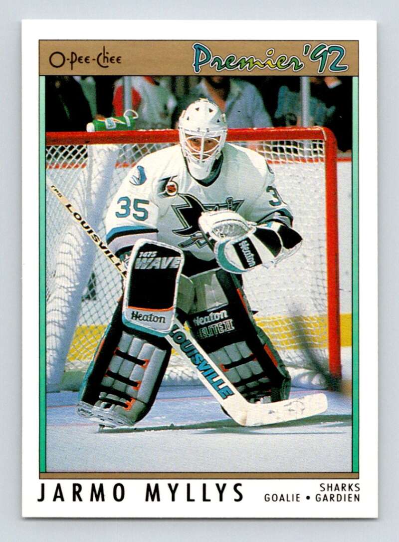 1991-92 OPC Premier #15 Jarmo Myllys  San Jose Sharks  Image 1