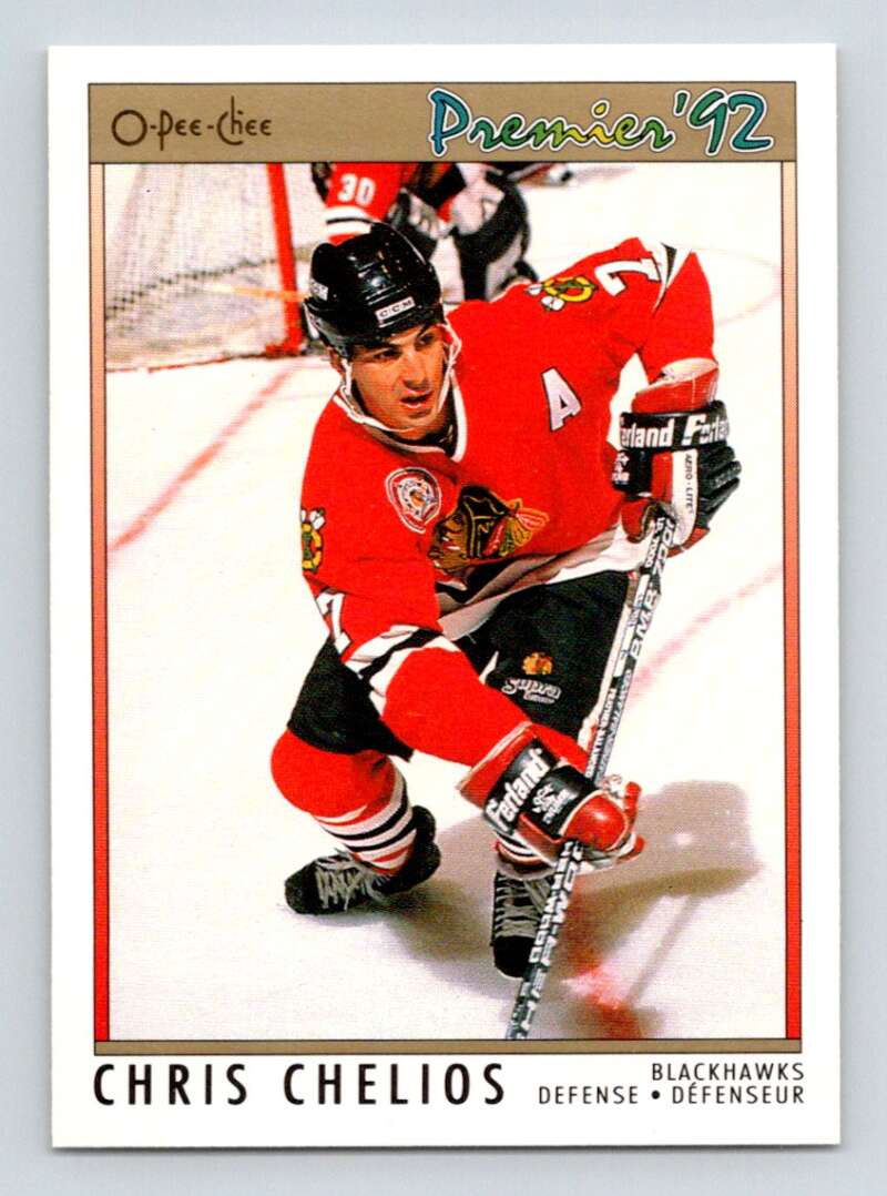 1991-92 OPC Premier #17 Chris Chelios  Chicago Blackhawks  Image 1
