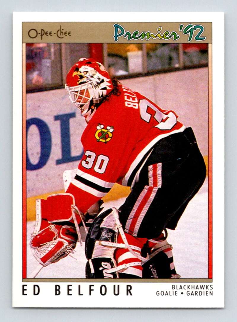 1991-92 OPC Premier #19 Ed Belfour  Chicago Blackhawks  Image 1