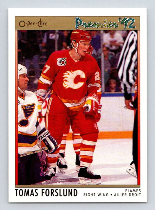 1991-92 OPC Premier #31 Tomas Forslund  RC Rookie Calgary Flames  Image 1