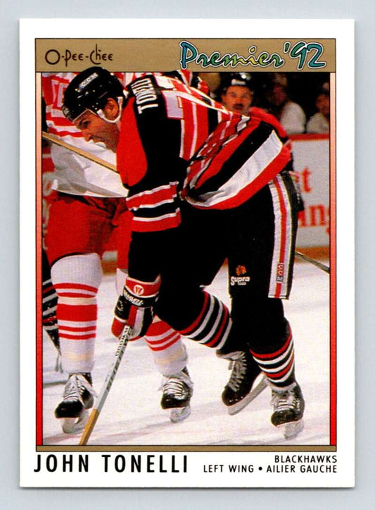 1991-92 OPC Premier #37 John Tonelli  Chicago Blackhawks  Image 1