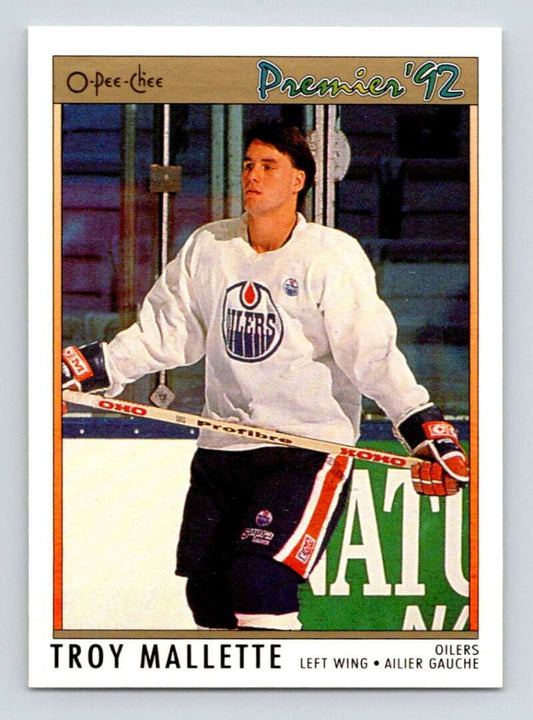 1991-92 OPC Premier #39 Troy Mallette  Edmonton Oilers  Image 1