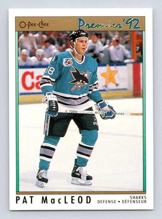 1991-92 OPC Premier #87 Pat MacLeod  RC Rookie San Jose Sharks  Image 1