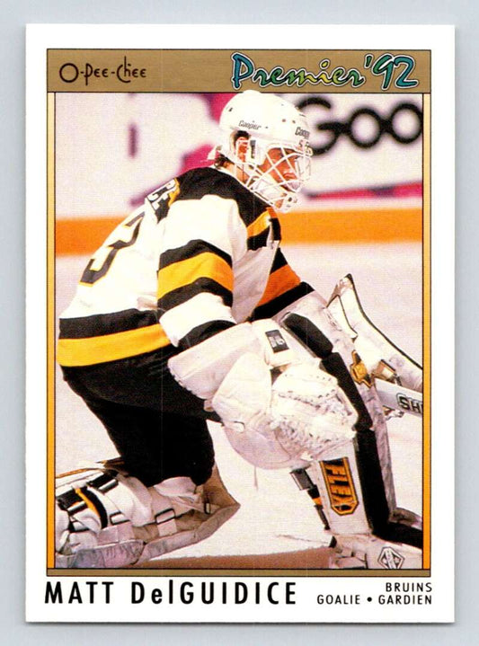 1991-92 OPC Premier #96 Matt DelGuidice  Boston Bruins  Image 1
