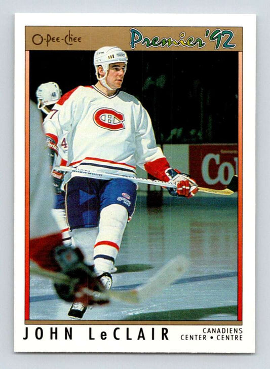 1991-92 OPC Premier #105 John LeClair  RC Rookie Montreal Canadiens  Image 1