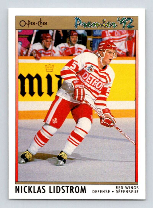 1991-92 OPC Premier #117 Nicklas Lidstrom  RC Rookie Detroit Red Wings  Image 1