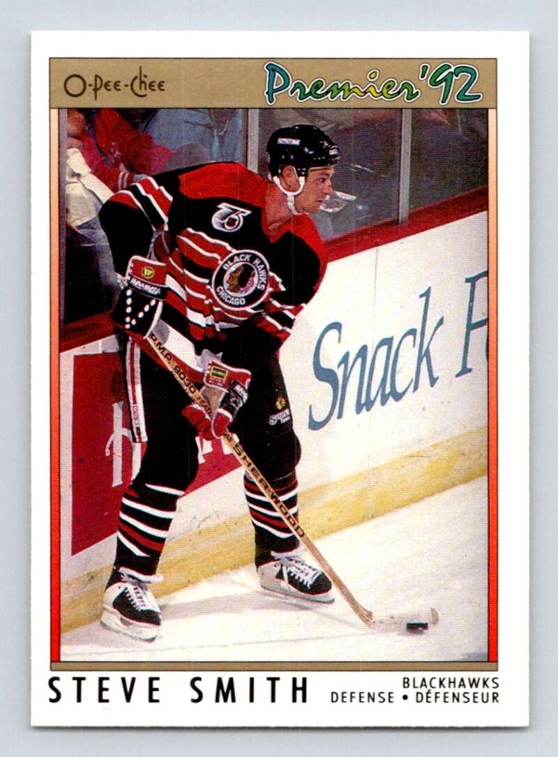 1991-92 OPC Premier #136 Steve Smith  Chicago Blackhawks  Image 1