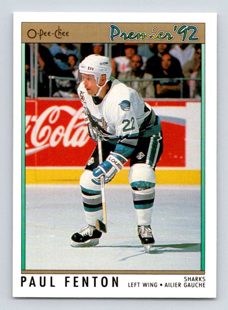 1991-92 OPC Premier #187 Paul Fenton  San Jose Sharks  Image 1