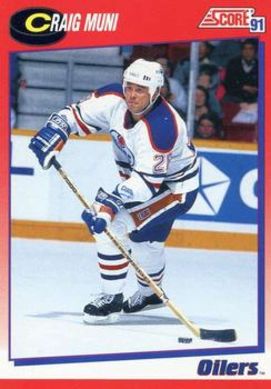 1991-92 Score Canadian Bilingual #67 Craig Muni  Edmonton Oilers  Image 1