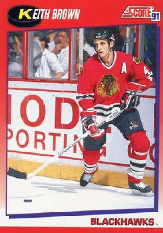 1991-92 Score Canadian Bilingual #76 Keith Brown  Chicago Blackhawks  Image 1