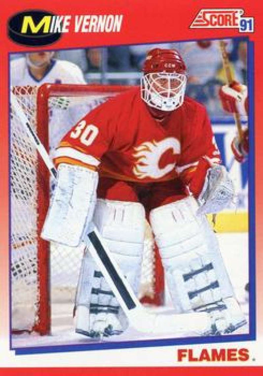 1991-92 Score Canadian Bilingual #80 Mike Vernon  Calgary Flames  Image 1